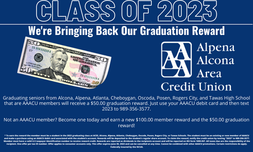 Graduation reward fifty dollar bill and aaacu logo